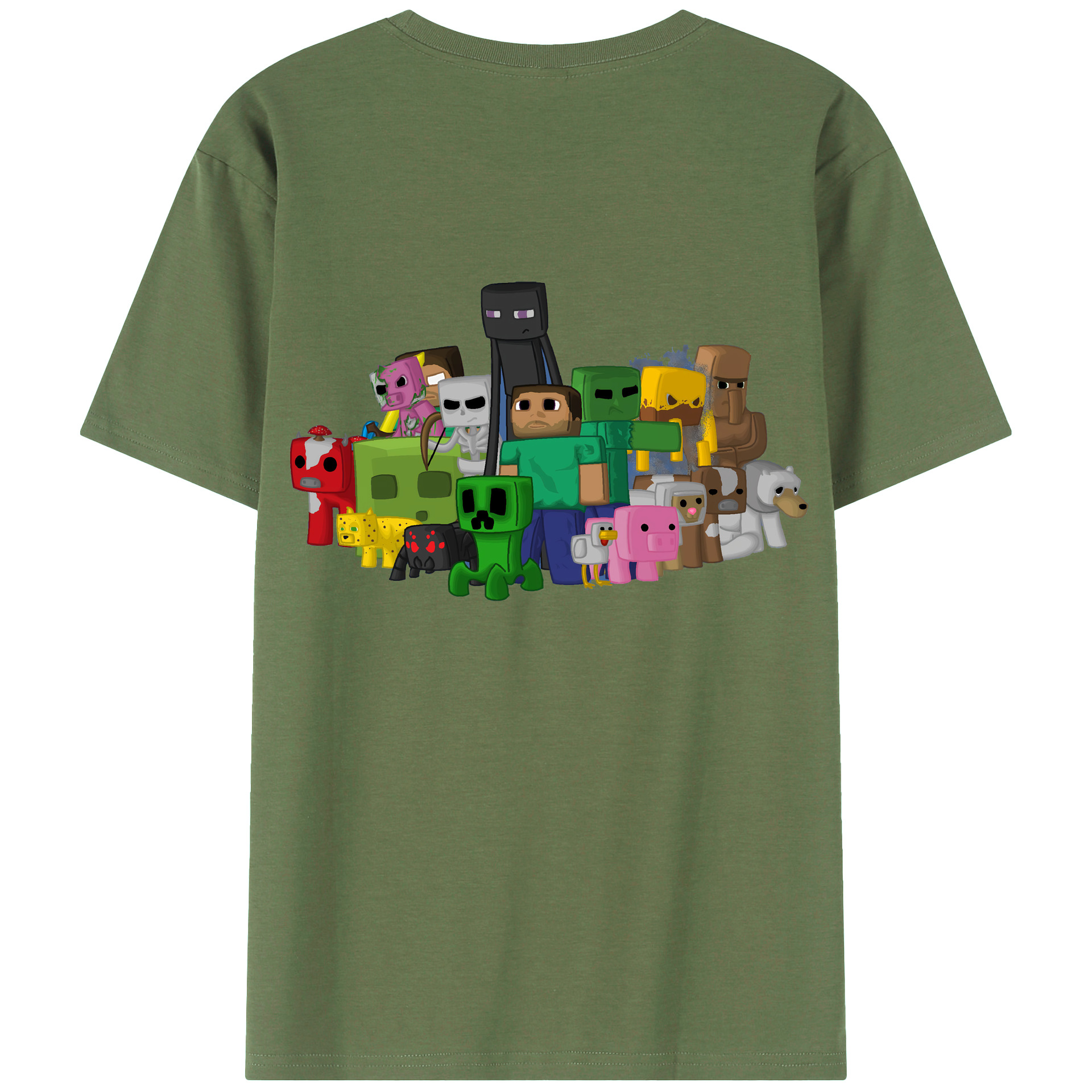 （画像用） マインクラフト ブロックの世界 Minecraft MC Block world 綿100％ メンズ半袖Tシャツ（バックプリント） 通気性